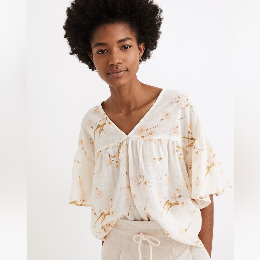 Madewell Flutter-Sleeve Rhyme Top in Floral Print